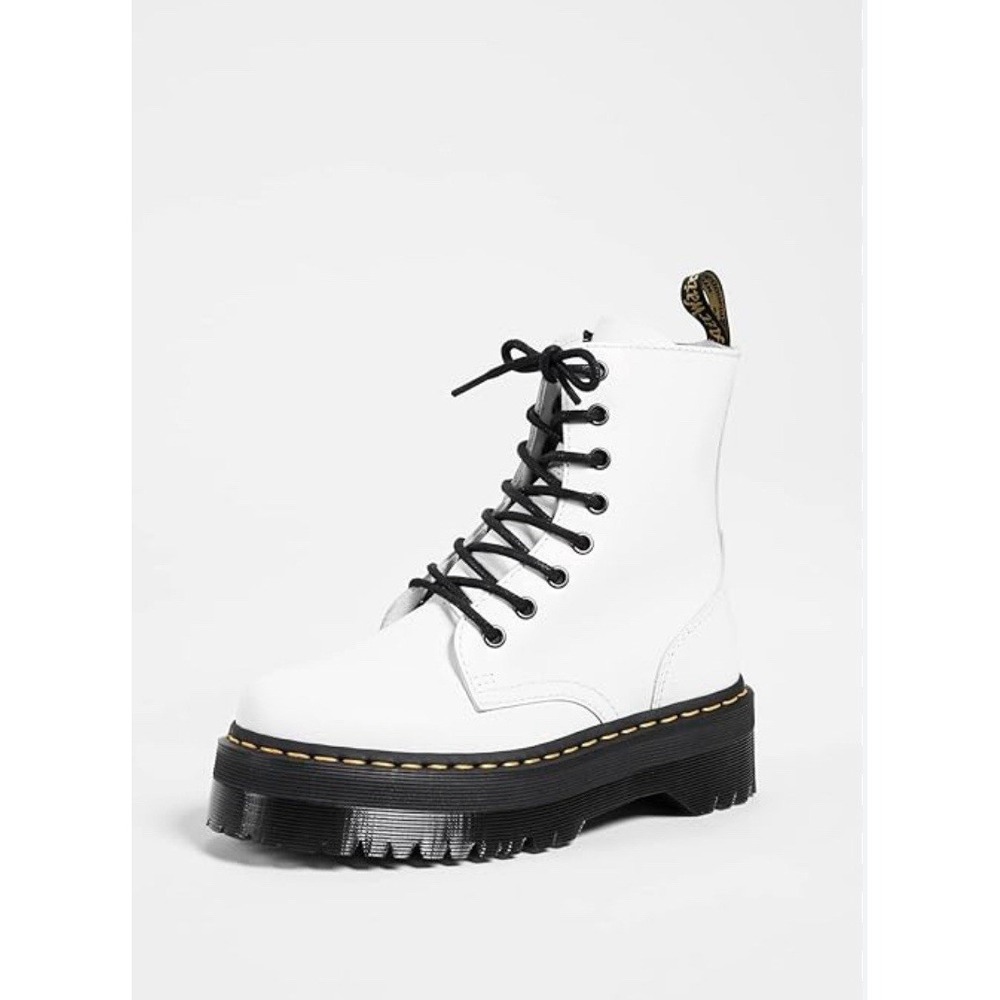 Dr Martens Jadon Leather Platform Combat Boots Woman 6 Eu 37 White $200